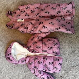 GAP Pink and Black primaloft Minnie Mouse snowsuit